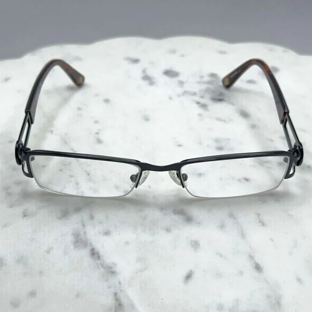 Liz Claiborne NY L351 Satin Black 0RX1 Half Rim Eyeglasses Frames Only 51-18-135